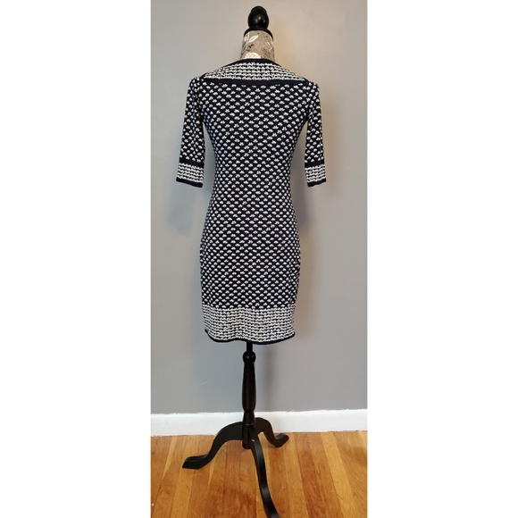 Max Studio sheath dress navy white and green - Picture 3 of 6